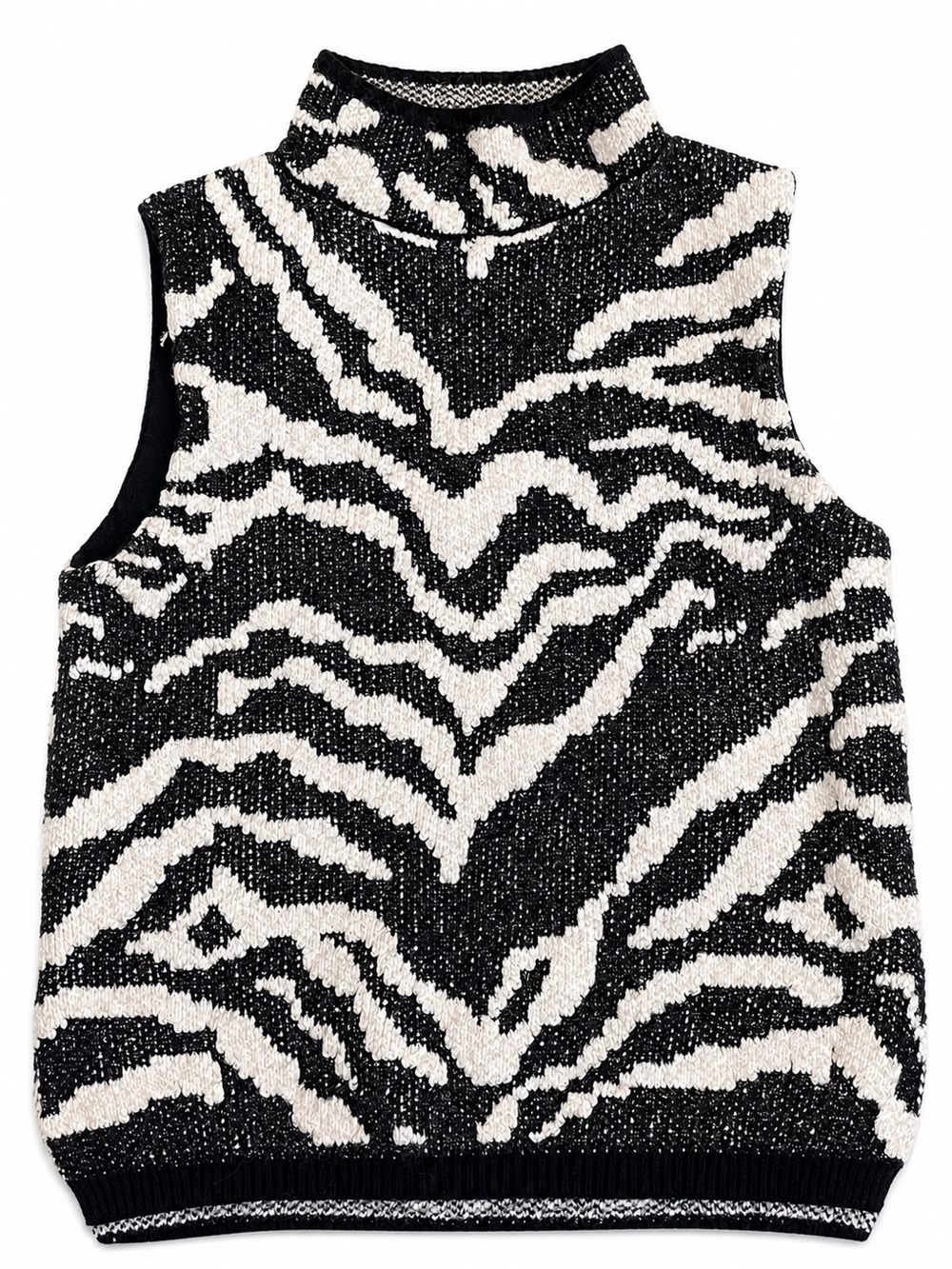 Pilcro Anthropologie Zebra Style Print Sleeveless Mock Neck Sweater Vest SMALL